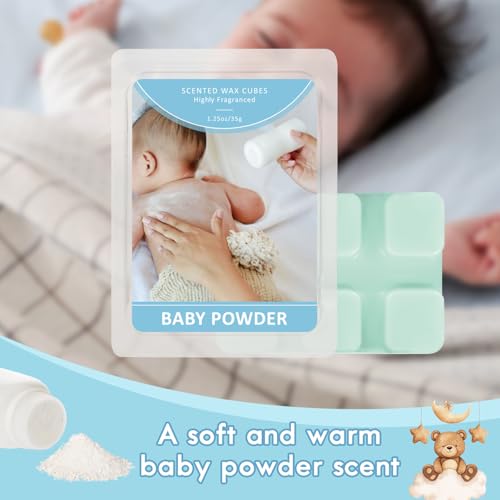 Image of SCENTORINI Wax Melts, Baby Powder Scent, Soy Wax Cubes for Warmers | Summer Non-Toxic Scented Wax Cubes, 4 Pack Home Fragrance