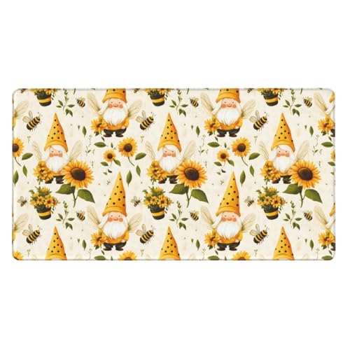 Tapis de souris de jeu grand format avec motif tournesol et bords cousus