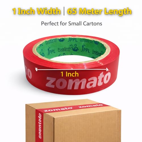 Image of Zomato Food Packing Tape (1 Inch X 65 Meter in | Pack of 12