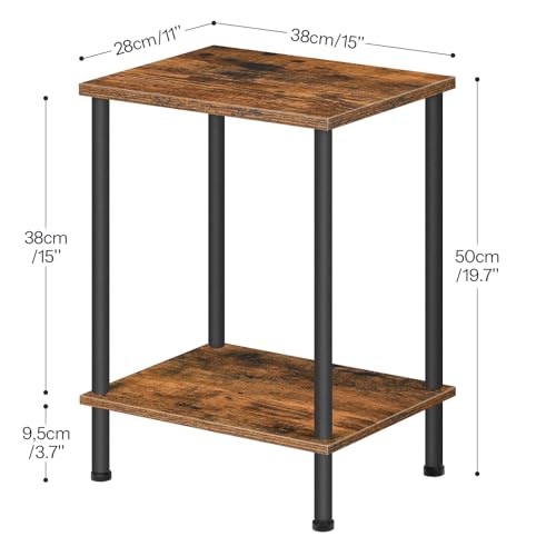 HOOBRO End Table, Small Side Table, Nightstand with 2-Layer Storage Shelves, Sofa Table for Small Spaces, Living Room, Bedroom, Stable Frame, Easy Assembly, Rustic Brown BF09BZ01 by HOOBRO - Image 7