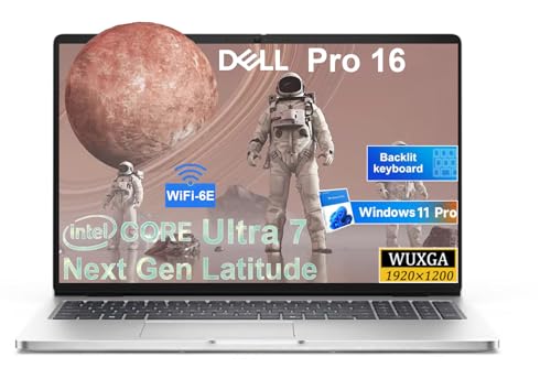 Image of Dell Pro 16 PC16250 Business Laptop(Nextgen Latitude), 16 inch FHD+ IPS Display, Intel Ultra 7 225U (12 cores, Up to 5.2 GHz), 16GB DDR5 RAM, 512GB SSD, Backlit Keyboard, WiFi 6E, Win 11 Pro