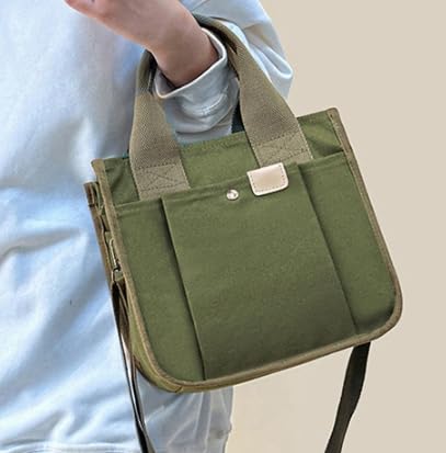 Bolso tote de lona con cremallera – Bolso de mano grande y portátil para viajes, uso diario y almacenamiento en el hogar miniatura 4