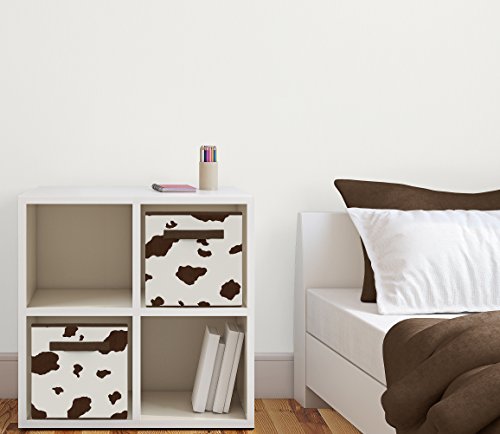 Sweet Jojo Designs Brown And Cream Cow Print Foldable Fabric Storage Cube Bins Boxes Organizer Toys Kids Baby Childrens For Wild West Collection Set Of 2 #TOP1