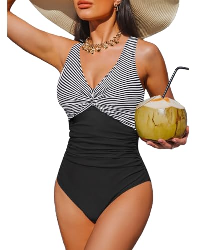 Image of Holipick Women Tummy Control One Piece Swimsuit - Push Up Bathing Suit Full Coverage Slimming Swimwear