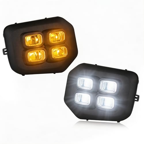 LED 4 eyes Fog Lights Assembly Kit for 2016 2017 2018 2019 2020 2021 2022 2023 Toyota Tacoma(Fits SR SR5 Model Only) White DRL Fog Light Yellow Turn Signals for Tacoma