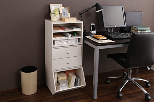 Image of IRIS USA, Inc. 3-Shelves Modular Wood Stacking Storage Box, for Office Closet and Nightstand, Easy Assembly, Customizable, Stacking Storage Boxes, White