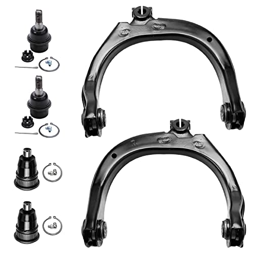 Image of Detroit Axle - Front 6pc Suspension Kit for Chevrolet Trailblazer EXT GMC Envoy XL XUV Buick Rainier 9-7X Ascender Bravada 2 Upper Control Arms 4 Lower & Upper Ball Joints Replacement