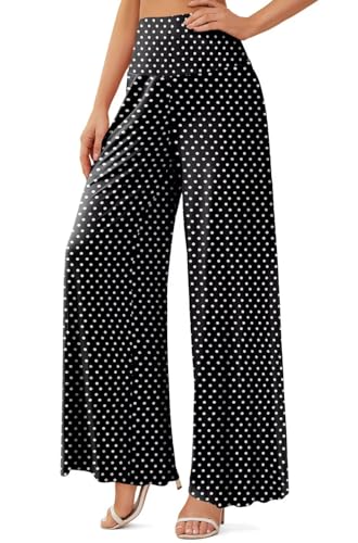 JZC Women's Palazzo Lounge Pants Stretchy Wide Leg Casual Pants Comfy High Waist Flowy Pants S-3XL