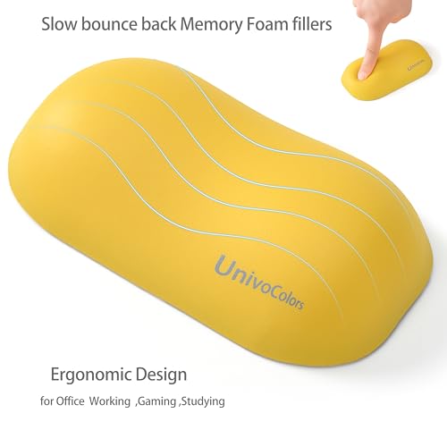 Image of UnivoColors Design-Wave Wrist Rest, Artificial Sheepskin+Memory Foam+Ergonomic+Anti-Slip Gel, Resilience Support During Work and Gaming,Mouse Accessory,Yellow,N