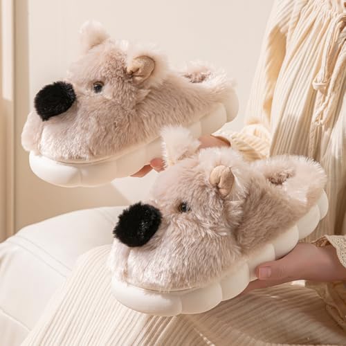 Caistre Cute Dog Design Plush Slipper for Women Men 2025 Fashion Memory Foam Cozy Indoor Outdoor Animal House Shoes3