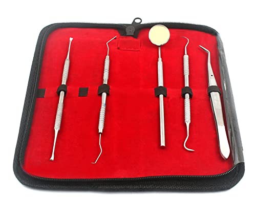 Dental Tool KIT by AA PRO - Dental Hygiene KIT | Includes Dental Pick, TARTER Scraper/Scaling Instrument, Tweezers, Mouth Mirror - Professional Grade Dentist Approved Tools A+ Quality