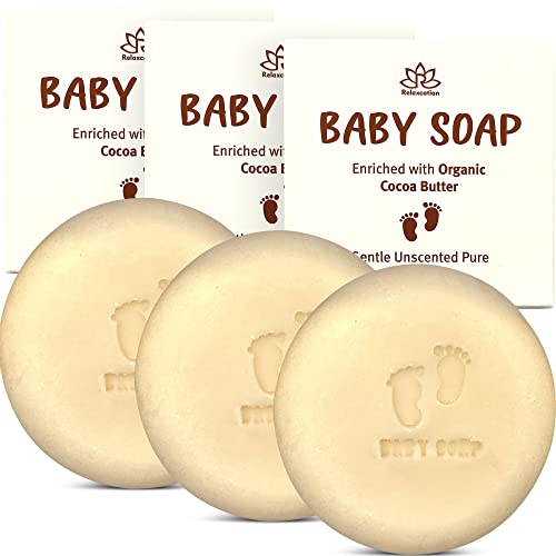Organic Unscented Baby Soap Bar - 4 Simple Ingredients - ORGANIC Coconut, Olive, Castor Oil, and...