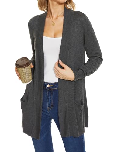 Image of Spicy Sandia Women's Basic Open Front Long Cardigan Sweaters with Pockets