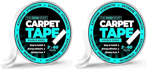 Image of The Good Stuff Rug Tape (2 Inch x 60 Yards) - Secure Rugs to Hardwood, Laminate, Tile, and Carpet (Pack of 2)