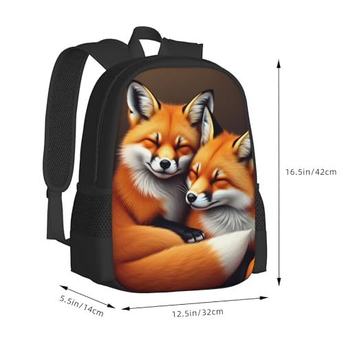 Lightweight Daypack For Adult Sleeping Foxes With Autumn Leaves Large Capacity Backpack For Travel Hiking Camping 17 Inch3