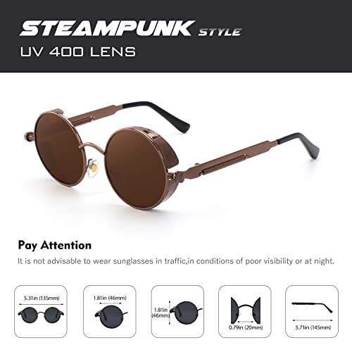 Image of CGID Retro Steampunk Round Polarized Sunglasses Men Womens Metal Circle Frame UV400 Protection E72