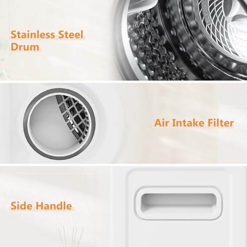 Image of VCJ Portable Clothes Dryer for Apartment, 1.5 Cu.ft Compact Mini Electric Dryer with 5 Drying Modes, Stainless Steel Tub, Simple Knob Control, Dryer Machine for Dorm, RV, Small Space