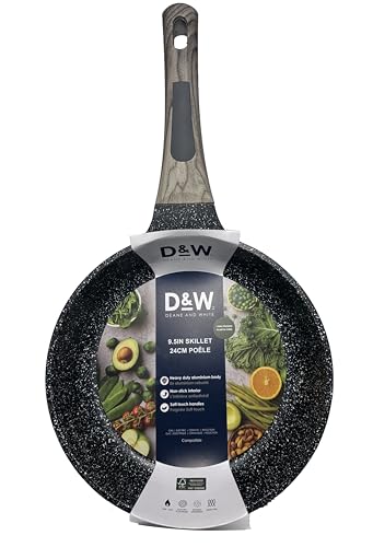Generic D&W Premium Nonstick Skillet and Fry Pan Deane White Cookware - 9.5 inch / 11 inch - Skillets Sauce Pans Pots & Frying Pan (9 5 Brown Handle)