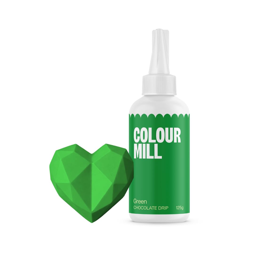 Colour Mill Choco Drip Green: Chocolate Drip Easy-Melt Drizzle for Desserts and Cakes - 125 g