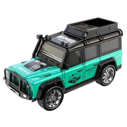 Image of Mini Alloy Off-Road RC Car for Kids 6+ 1:64 Scale Remote Control Car Toys Strip Lights, 2.4Ghz, USB Rechargeable (Green)