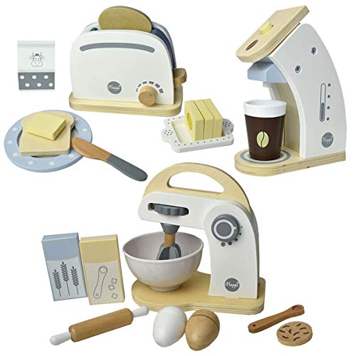 Meppi Appliances Set Tostadora / cafetera / licuadora de Madera para la Cocina Infantil / Cocina de Juegos