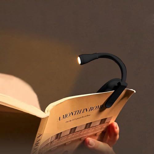 YZYOE Mini Rechargeable Portable Reading Light, Clip-on LED Book Light, 3 Color Temperatures, Stepless Dimming, Black