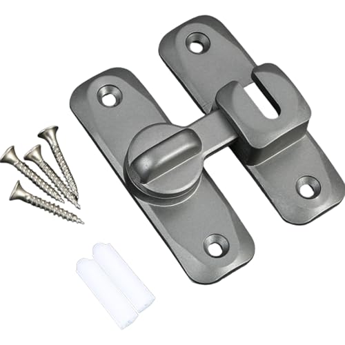 Cerradura de Puerta Corredera, Cerradura de Puerta Corrediza de Granero con 4 Tornillos, Pestillo Puerta Corredera 90/180 Grados, Pestillo Deslizante, para Jardin, Habitaciones (gris)