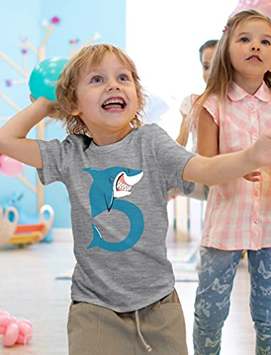 Tstars Shark 5th Birthday Shirt Boy Girl Gift for 5 Year Old Fifth Toddler Kids T-Shirt3