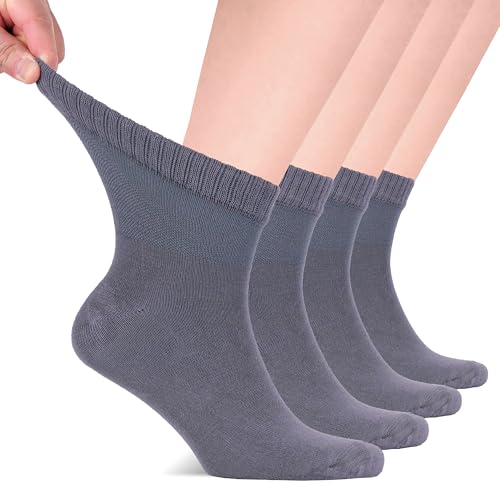 Hugh Ugoli Diabetic Socks for Men, Loose Ankle Socks, Bamboo, Extra-Wide, Thin, Seamless Toe, Non-Binding Top, 4 or 8 Pairs