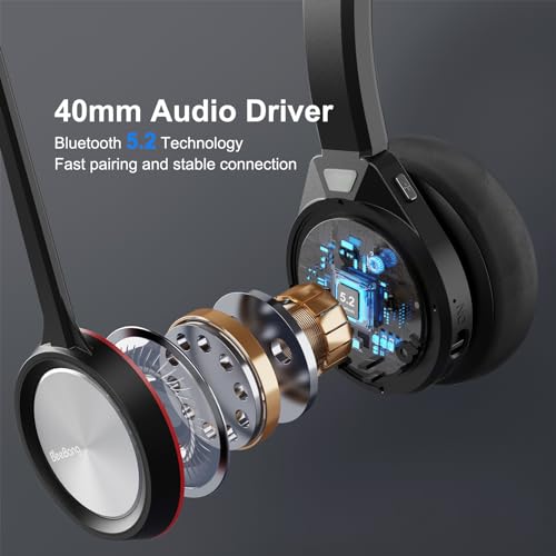 Image of Bluetooth Headset with Microphone & Mute Button, 30 Hrs Working Time, Mono Noise Cancelling for PC Laptop Teams Zooms Work Business Meeting