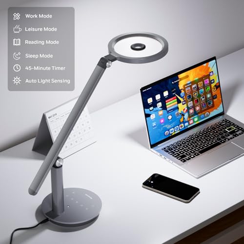 Image of Honeywell H6 Desk Lamp for Home Office, Dimmable Reading Table Light, Gray