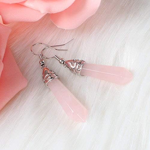 Real Natural Quartz Crystal Gemstone Chakra Dangle Earrings