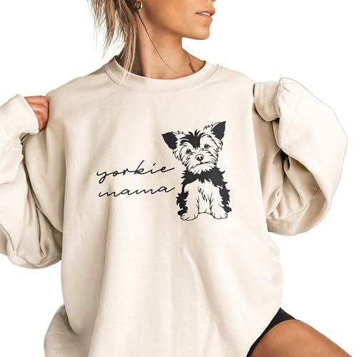 Yorkie Mama Sweatshirt, Cute Yorkshire Terrier Pet Parent Sweater, Dog Mom Gift, Dog Lover Shirt, Unisex Womens Crewneck Sweatshirt2