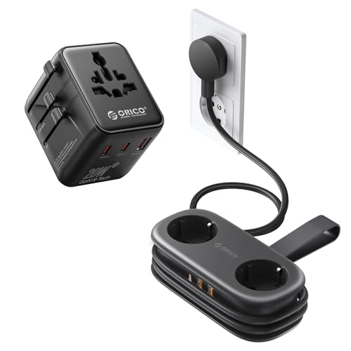 Adaptateur Prise Universelle 200 Pays et Multiprise Portable USB C