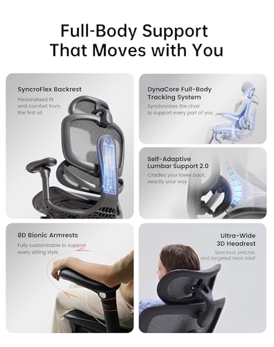 Image of SIHOO Doro C300 Pro V2 Ergonomic Office Chair Without Footrest, Full-Body Adaptive Support, 8D Armrests & Breathable Mesh, Comfy High Back Computer Desk Chair for Long Hours, 135 Recline (Black)