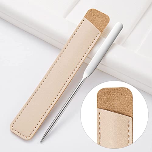 Picasso Spatula Makeup Korean, Stainless Steel Liquid Foundation Mixing Makeup Palette, Professional Facial Nail Cosmetic Spatula Makeup Tool (Spatula+Palette+Leather Cover) - Thumbnail 5