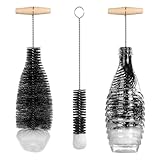 Cepillo for Botellas Soda Stream con Mango de Madera de Haya, Limpiador de frascos y cristalería, Herramienta de Limpieza for Cocina, Cepillo for Limpiar Botellas y Vasos.(02)