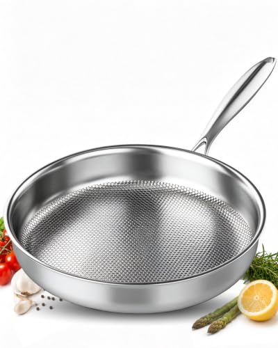 Abijan 28cm Titanium Frying Pan 5-Ply Stainless Steel Frying Pan Uncoated