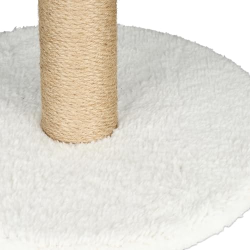 Relaxdays Kratzsäule für Katzen, Palme, HxD: 54x31 cm, Kratzstamm mit Bommel, Leinen-Seil, interaktiver Kratzbaum, bunt