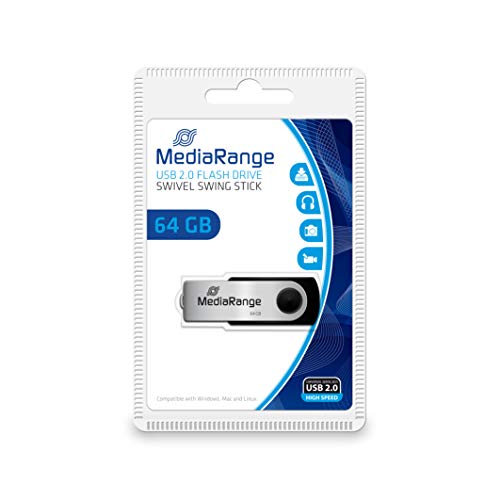 MediaRange MR912 Flexi Clé USB 64 Go 15 Mo/s USB 2.0 Noir-Argent