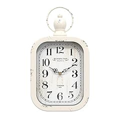 Menterry Small Retro Rectangle Wall Clock, White Antique Vintage Style, Battery Operated Silent photo Menterry Small Retro Rectangle Wall Clock, White Antique Vintage Style, Battery Operated Silent