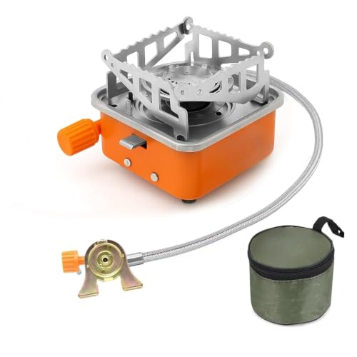 Image of Portable Butane Gas Camping Stove with Stainless Steel Foldable Pot Stand & Flexible Hose | Outdoor Cooking Stove for Camping, Trekking, Hiking, Picnic & Travel | Lightweight Gas Burner