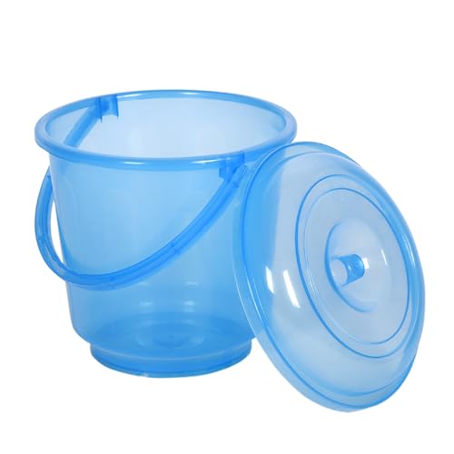 Image of Urbane Home Pack of 6 Bucket | Bathroom Bucket | Utility Bucket for Daily Use | Water Storage Bucket | Bathing Bucket with Handle & Lid | 13 LTR | SUPER-013 | Transparent Blue