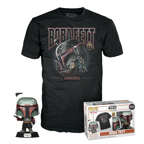 Funko Pop! & Tee: Star Wars - Boba Fett - Large - (L) - T-Shirt - Kleidung mit Vinyl-Sammelfigur - Geschenkidee - Spielzeug und Kurzärmeliges Top Für Erwachsene Männer und Frauen - Movies Fans