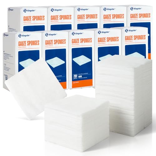 Image of 2000 Pack Gauze Sponges 4x4 Inch 8-Ply, 100% Cotton Large Gauze Pads for Wound Care, Highly Absorbent Bulk Hospital-Grade First Aid & Surgical Dressing