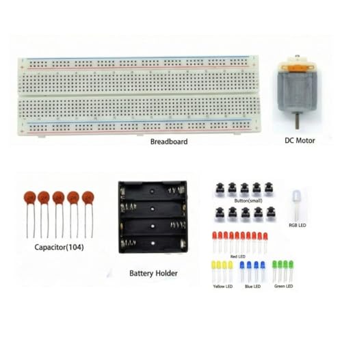 Image of DIY Ultrasonic Distance Sensor Starter Kit for UNO R3, LCD1602, Breadboad, DC Motor, Starter /Beginner Kit for Uno R3 microcontroller Compatible with Arduino IDE