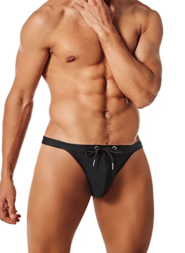 MIZOK Men's Sexy Low Rise Swimsuits Bikini Swimming Briefs Swimwear with Adjustable Drawstring4