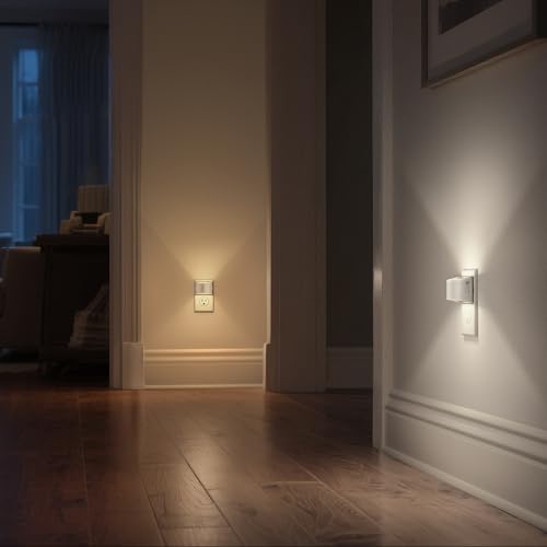 Image of DORESshop LED Night Light[2 Pack], White Night Lights Plug into Wall, 3 Level Brightness Adjustable Plug in Night Light, Dusk to Dawn Sensor, Nightlights for Adults, Bedroom, Bathroom, Hallway, 3CCT