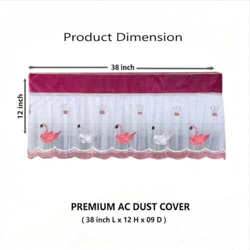 Image of TAG24 Premium Polyester Split AC Cover | Dust Protection, Washable, Open-Type Design for Running AC | 34 x 12 x 9 Inch (Pink Doll)