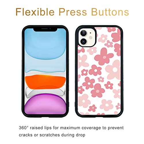 Pink Flower Phone Case Compatible With Iphone 11 6.1 Inch - Shockproof Protective Tpu Aluminum Cute Pink Floral Iphone Case Designed For Iphone 11 Case For Men Girls Women Boys (Bloom) #TOP1